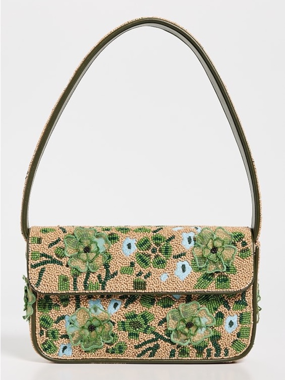 Staus Beaded Tommy Bag Green Floral